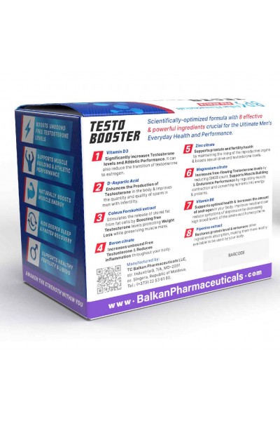 Testo Booster Balkan Pharmaceuticals, 120 капсул (30 порций)