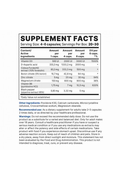 Testo Booster Balkan Pharmaceuticals, 120 капсул (30 порций)