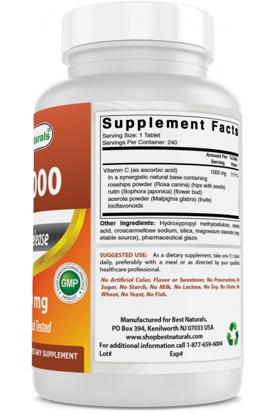 Best Naturals Vitamin C-1000 (Витамин С), 240 таб