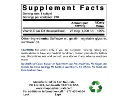 Best Naturals Vitamin D3 10000IU (Витамин Д3), 240 капс-foto4