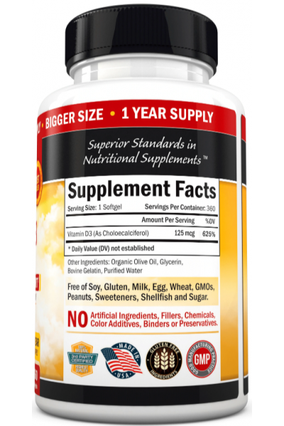 BioSchwartz Vitamin D3 5000IU (Витамин Д3), 360 капс