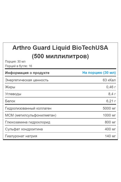 Arthro Guard Liquid BioTechUSA, 500 мл (16 порции)