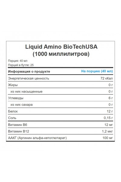 Liquid Amino BioTechUSA, 1000 мл (25 порций)