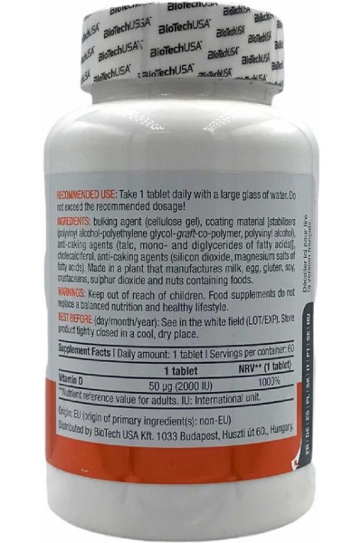 Vitamin D3 BioTechUSA, 50 мкг (60 таблеток) Vitamin D3 BioTechUSA, 50 мкг (60 таблеток)