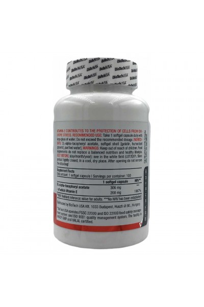 Vitamin E BioTechUSA, 100 капсул (100 порций)