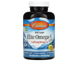 Elite Omega-3 Fish Oil from Carlson, 1600 mg Omega-3s (90caps)