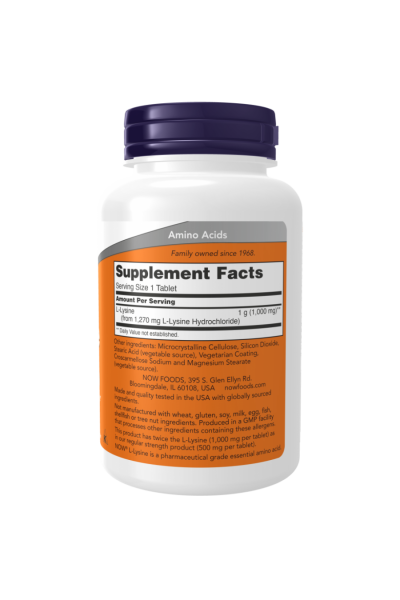 Лизин NOW L-lysine 1000 мг. 100 табл.