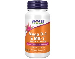 Mega D3 и MK-7, 180 мкг от Now Foods (120 caps)