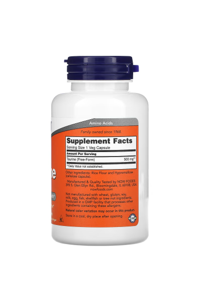 Таурин NOW Taurine 500 мг 100 капсул