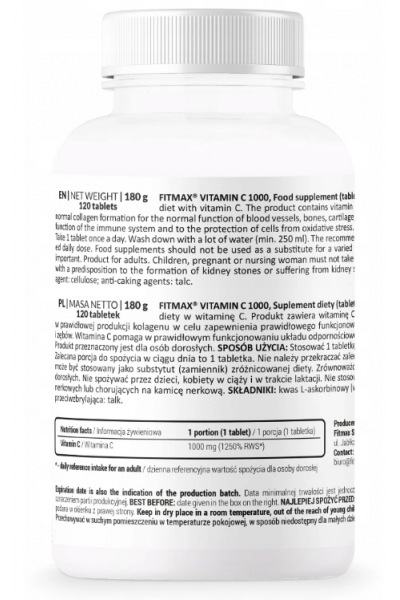 Витамин С FitMax Vitamin C 1000, 120 табл.