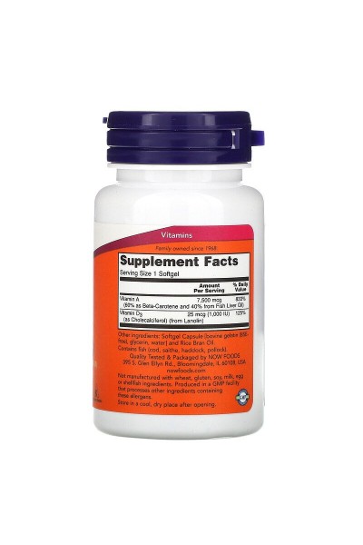 Витамины A & D 25000/1000 от NOW 100 капс. Витамины A & D 25000/1000 от NOW 100 капс.