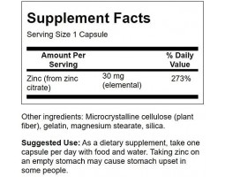 Swanson Zinc Citrate (Цинк цитрат), 30 мг, 60 капс.-foto2