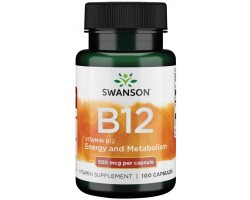 Витамин B-12 (Цианокобаламин) от Swanson, 100 капс.