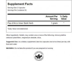 Swanson Pau D'Arco (Кора муравьиного дерева), 500 мг, 100 капс.-foto2