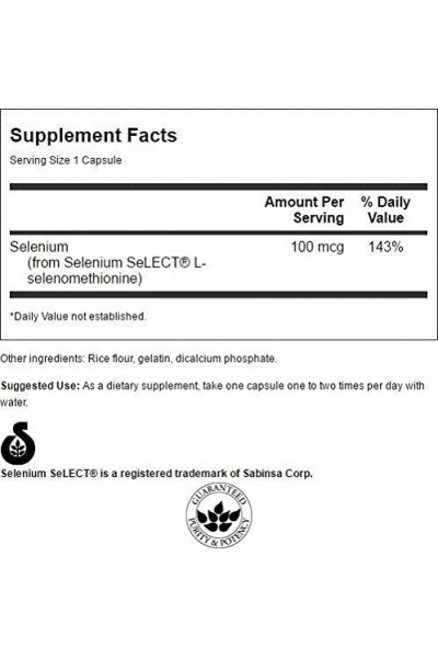 Swanson Selenium (Селен), 100 мг, 200 капс