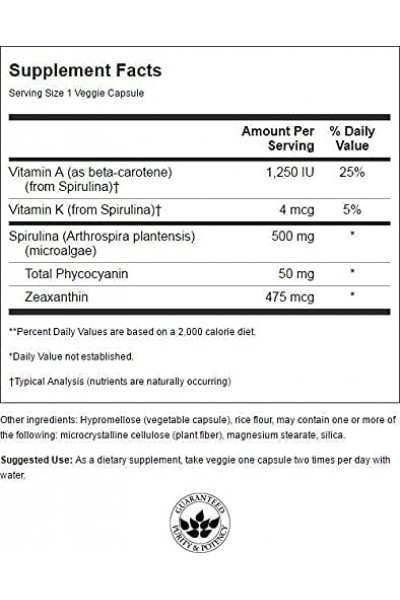 Swanson Spirulina (Спирулина), 500 мг, 90 вег капс