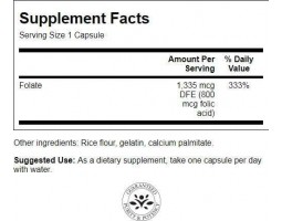 Swanson Folic acid (Фолиевая кислота), 800 мг, 250 капс-foto2