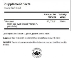 Swanson Vitamin A 10000 IU (Витамин А), 250 капс.-foto2