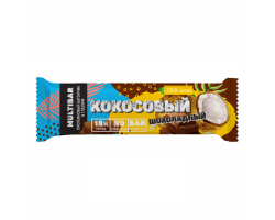 Батончик высокобелковый глазированный кокосовый шоколадный без сахара от Multibar (18% белка), 40 гр
