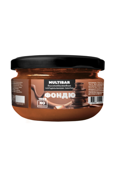 Паста «Фондю» темная с какао высокобелковая без сахара от Multibar, 190 гр