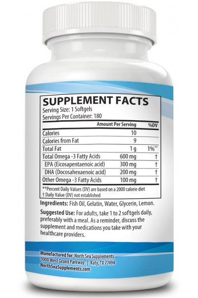 North Sea Supplements Omega-3 (Омега 3), 900EPA/600DHA, 90 капсул North Sea Supplements Omega-3 (Омега 3), 900EPA/600DHA, 90 капсул