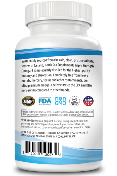 North Sea Supplements Omega-3 (Омега 3), 900EPA/600DHA, 90 капсул North Sea Supplements Omega-3 (Омега 3), 900EPA/600DHA, 90 капсул