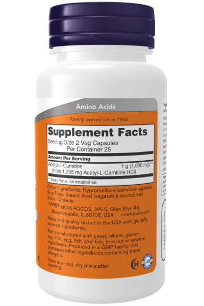 Л-Карнитин Now Foods Acetyl L-Carnitine , 500 мг, 100 капс.