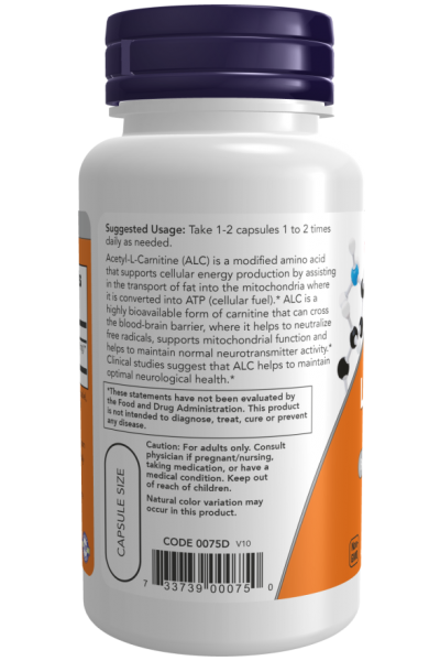 Л-Карнитин Now Foods Acetyl L-Carnitine , 500 мг, 100 капс.