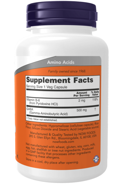ГАБА Now Foods GABA, 500 мг, 100 капс.