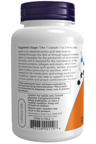 Лизин Now Foods L-Lysine, 500 мг, 100 капс.