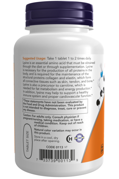 Лизин Now Foods L-lysine, 1000 мг, 100 табл.