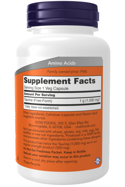Таурин Now Foods Taurine, 1000 мг, 250 капс.