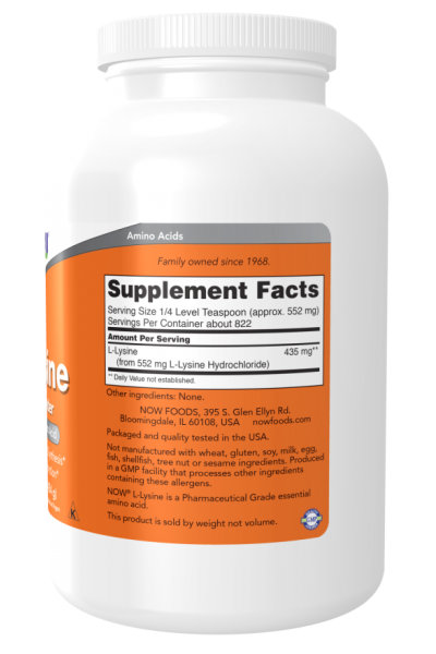 Лизин Now Foods L-Lysine Powder, 454 гр.
