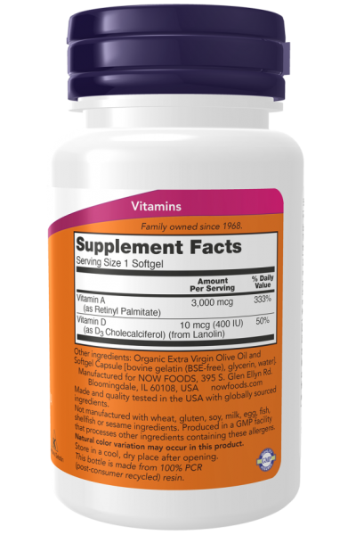 Витамин А и Д-3 Now Foods Vitamin A&D 10000/400ui, 100 капс. Витамин А и Д-3 Now Foods Vitamin A&D 10000/400ui, 100 капс.