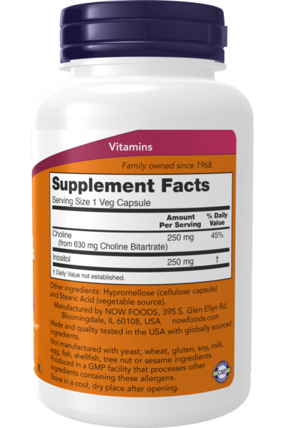 Холин & Инозитол NOW Foods Choline & Inositol,100 вег. капс. 