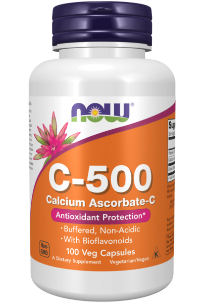 Витамин С-500, аскорбат кальция Now Foods Vitamin C-500 AScorbate, 100 капс.