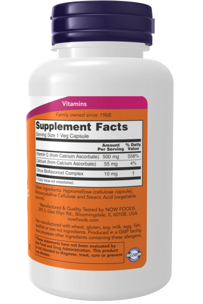 Витамин С-500, аскорбат кальция Now Foods Vitamin C-500 AScorbate, 100 капс.