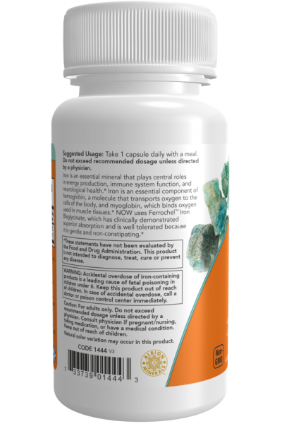  Бисглицинат железа Now Foods Iron Double Strength 36 мг, 90 капс.