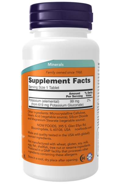 Калий Глюконат Now Foods Potassium Gluconate, 99 мг/таб, 250 табл.