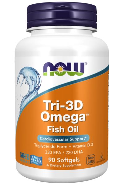 Омега-3 + Д3 Now Foods TRI-3D OMEGA, 90 капс.