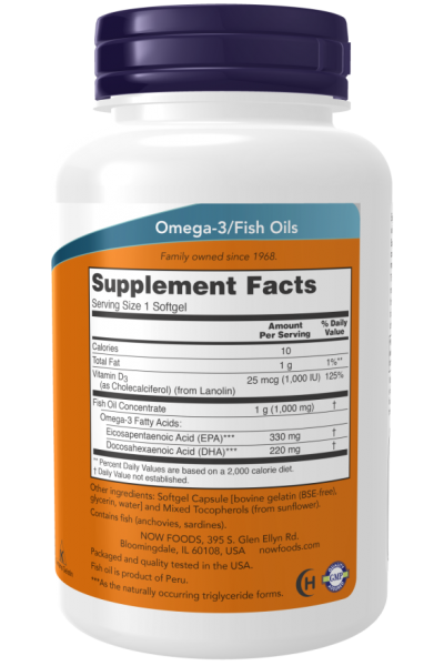 Омега-3 + Д3 Now Foods TRI-3D OMEGA, 90 капс.