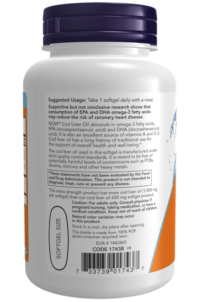 Масло печени трески Now Foods Cod Liver Oil, 90 капс.