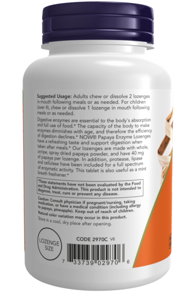 Папаин Now Foods Papaya Enzyme Chewable, 180 табл.