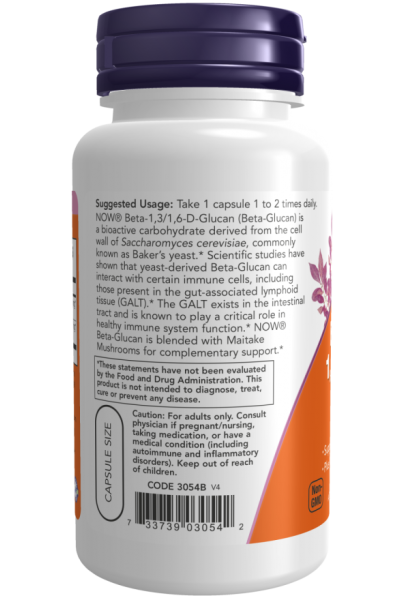  Бета Глюкан Now Foods Beta 1,3/1,6-D- Glucan, 90 капс.