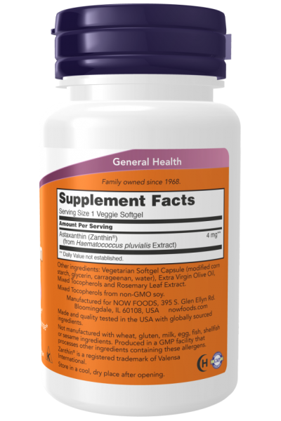 Астаксантин Now Foods Astaxanthin, 4 мг, 60 капс.