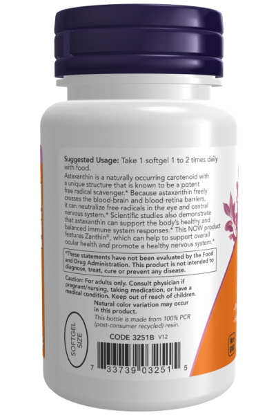 Астаксантин Now Foods Astaxanthin, 4 мг, 60 капс.