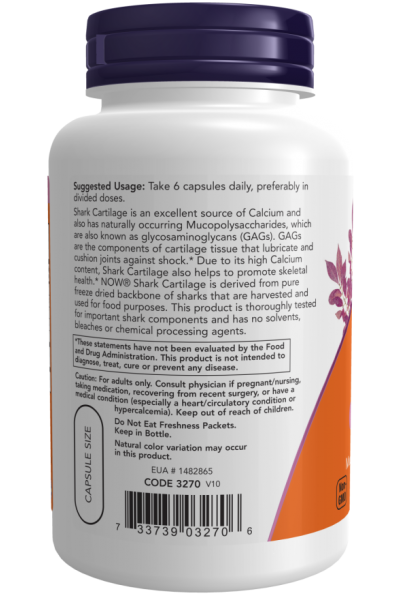 Акулий хрящ Now Foods Shark Cartilage, 100 капс.