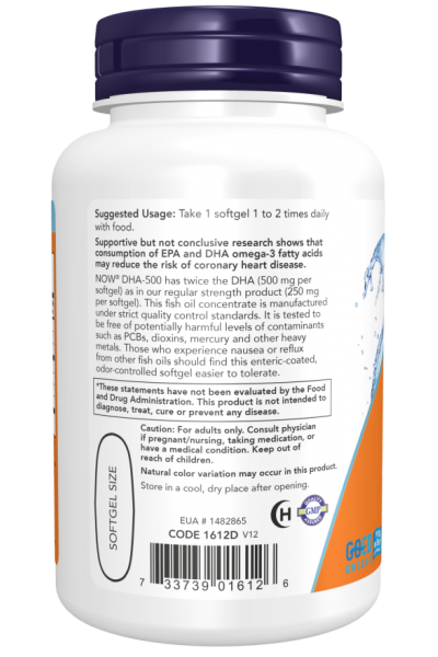 Омега-3 ДГК - 500 Now Foods Omega-3 DHA-500, 90 капс.