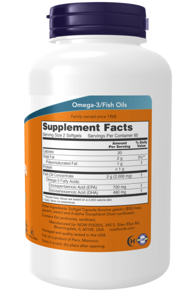 Супер Омега-3 60% Now Foods Super Omega EPA, 120 капс.