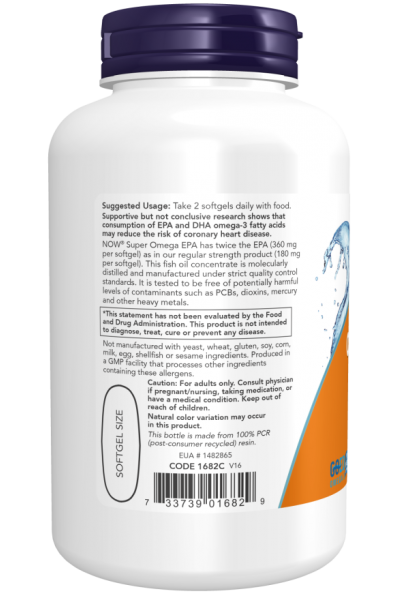 Супер Омега-3 60% Now Foods Super Omega EPA, 120 капс.